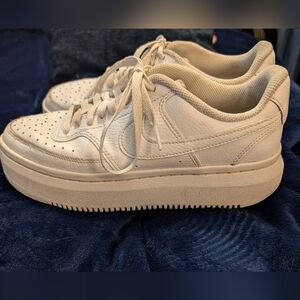 Nike White Court Vision Atlas Platform Tennis Shoes Size 9